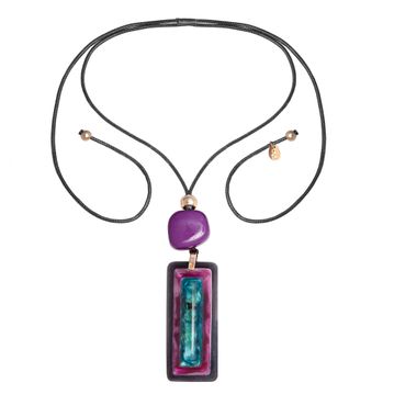 Purple Rectangle Necklace can extend to any length