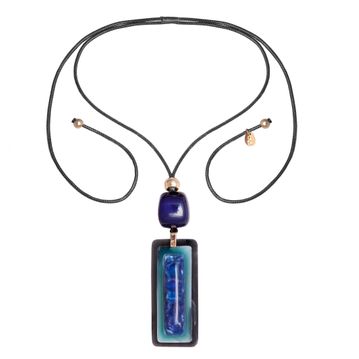 Blue Rectangle Necklace can extend to any length