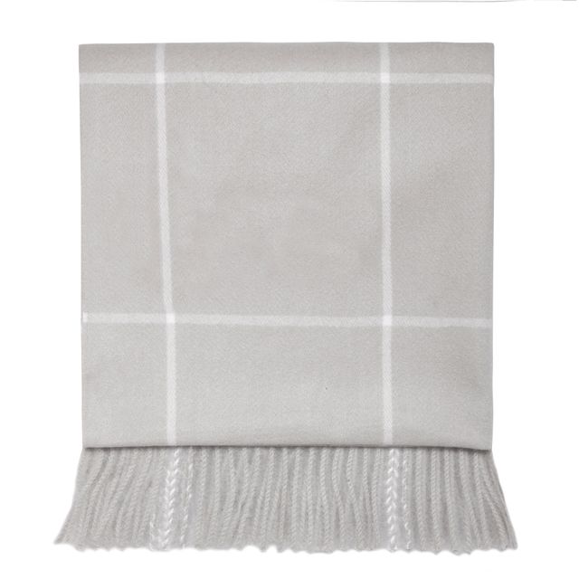 Grey/Ivory Checked Blanket Scarf