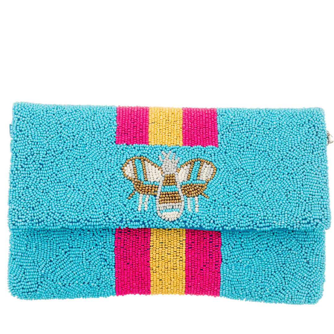 Turquoise Beaded Clutch 