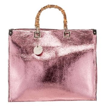 Bamboo Handle Handbag Pink