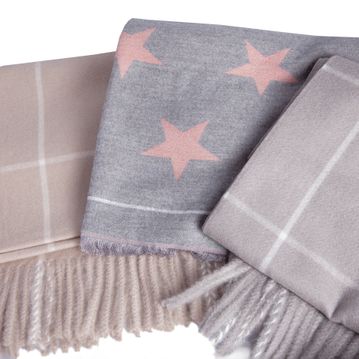 Cashmere feel reversible Star printed (Pink) Scarf