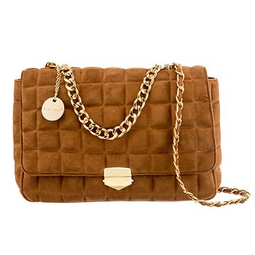  Quilted Brown Style Thick Chain Handle Handbag 
